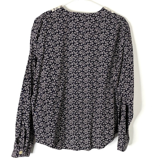 Vintage Lace Collar Black Floral Blouse - Picture 9 of 11